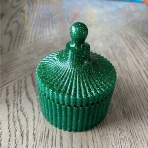 Hand Crafted Green Resin Glitter Trinket Box